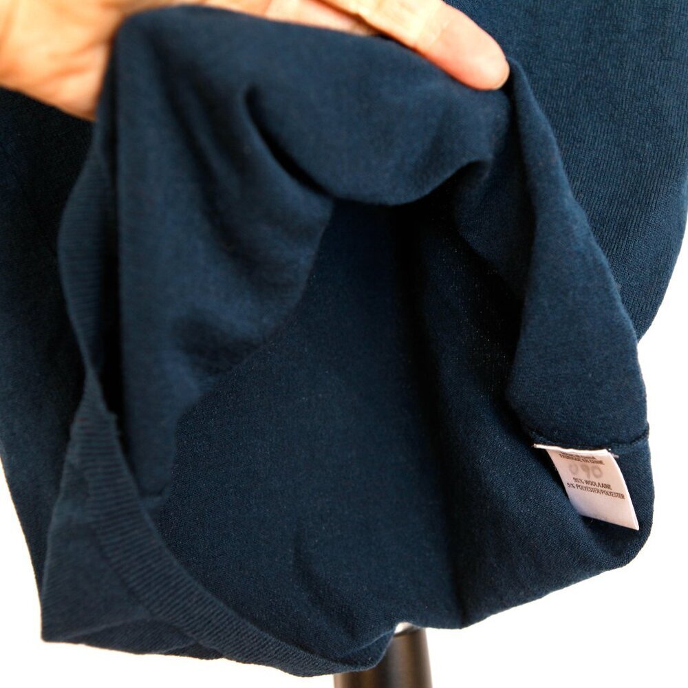 Theory Wool Dark Blue/Green Lightweight‎ V-Neck Pullover Sweater Sz XS - Picture 5 of 11